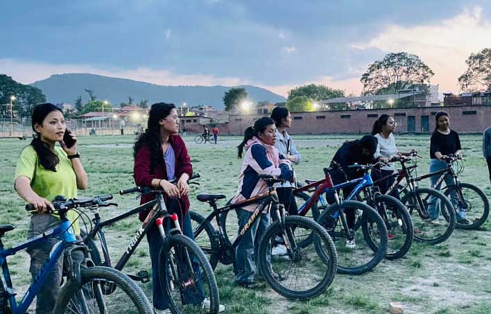girls riding cycle